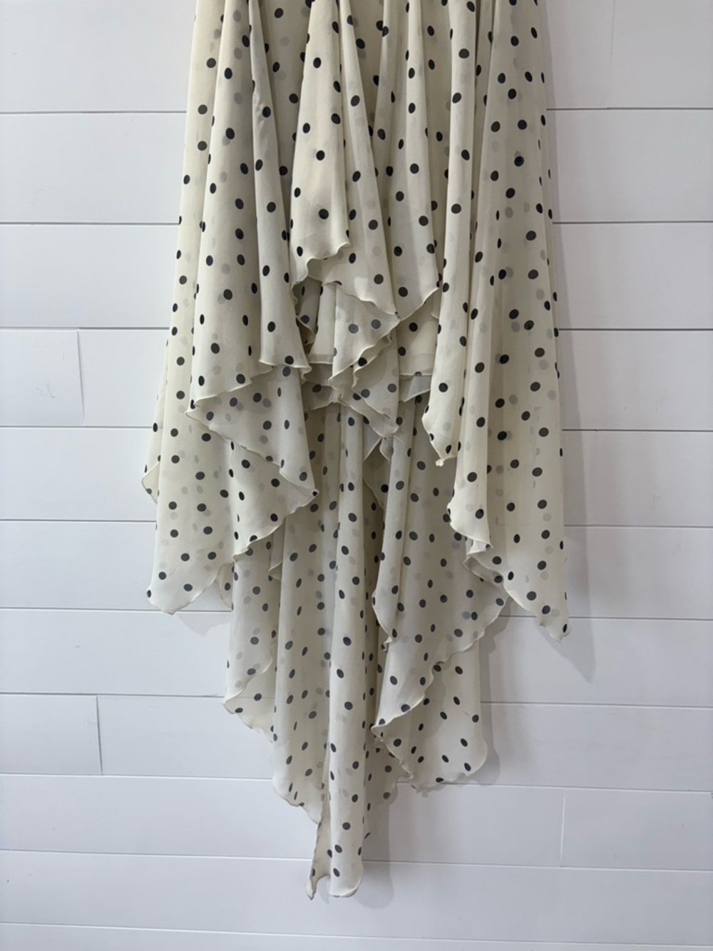 B Darlin Polka Dot Strapless Hi Low Dress Padded Size 9/10 Cream - Picture 7 of 12